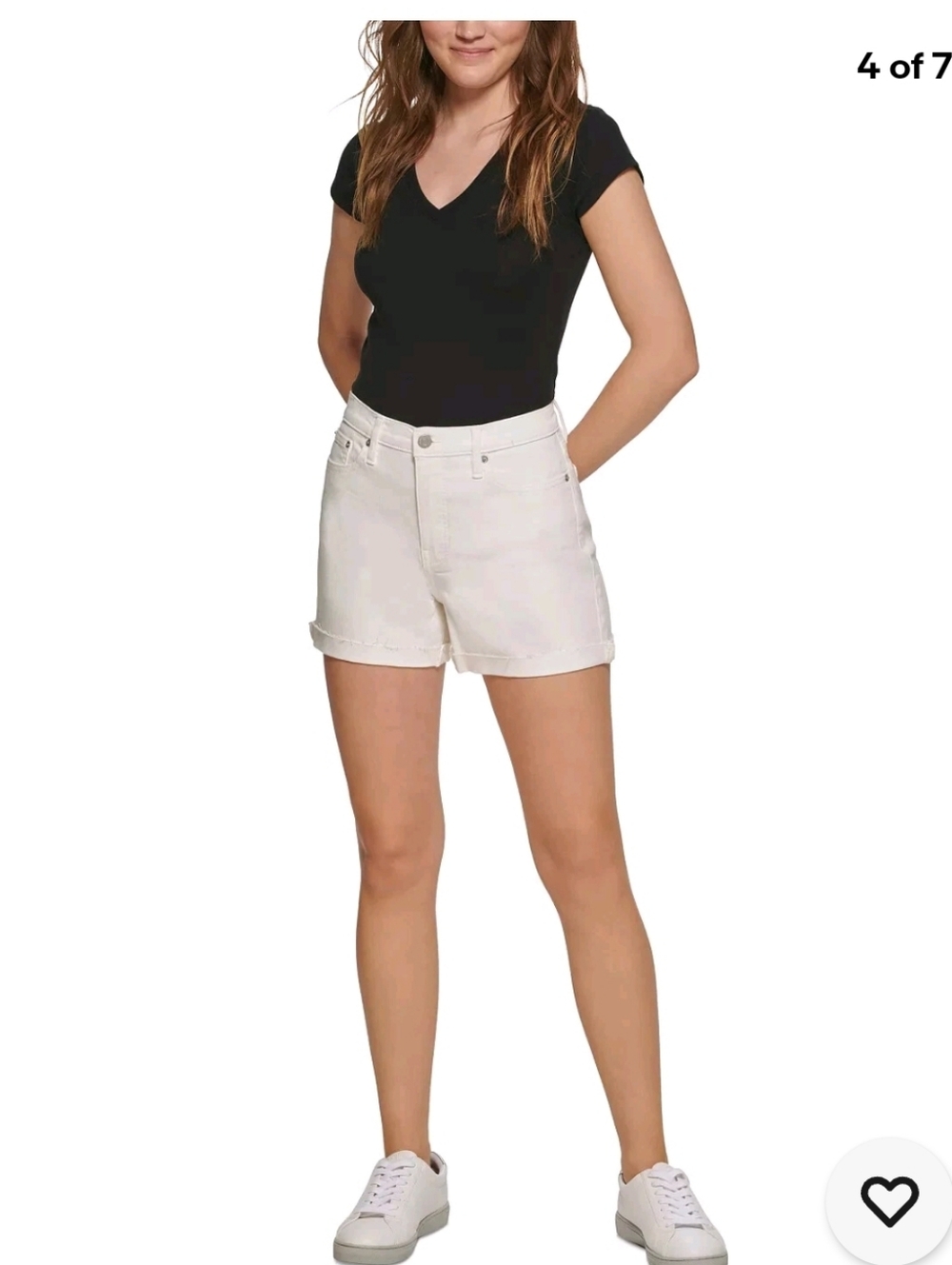 NWT Calvin Klein White High Rise Denim Shorts Sz 29 30 Cuffed Jean High Waisted